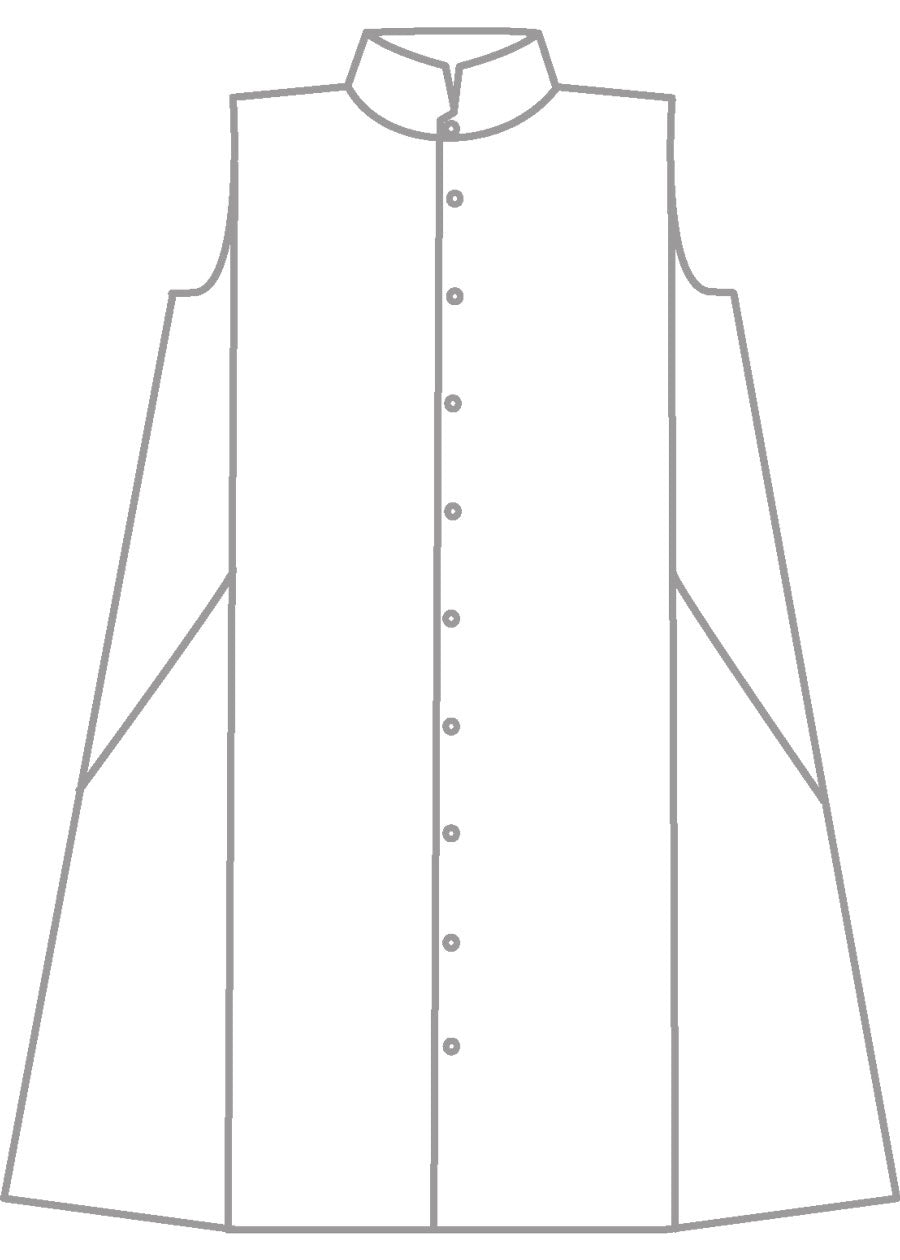 linen sleeveless caucasus shirt dress with notch collar