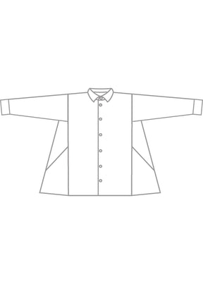 melange linen caucasus shirt with collar - long (jean)