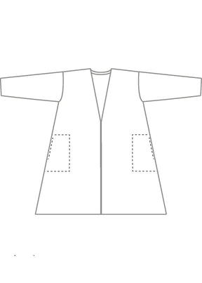 cotton linen mix  wide a-line v-neck open coat