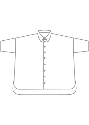 linen sloped shoulder wide a-line short sleeve shirt with collar - mid