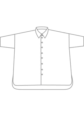 linen sloped shoulder wide a-line short sleeve shirt with collar - mid plus
