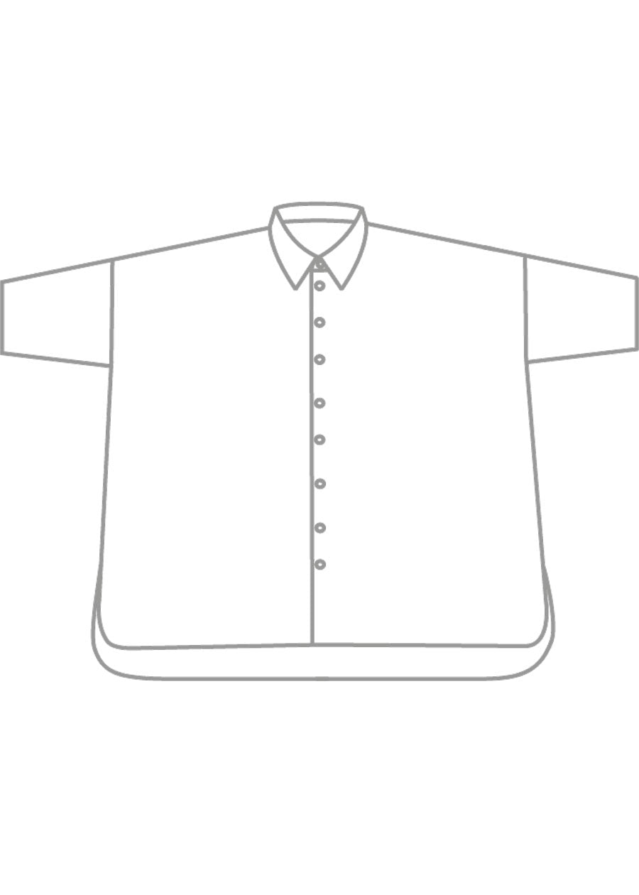 linen sloped shoulder wide a-line short sleeve shirt with collar - mid plus