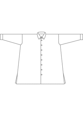 linen wide a-line shirt with collar - very long with slits