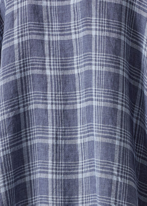 linen wide a-line shirt with collar - very long with slits