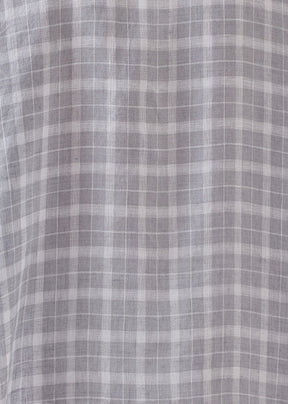 linen sloped shoulder wide a-line short sleeve shirt with collar - mid
