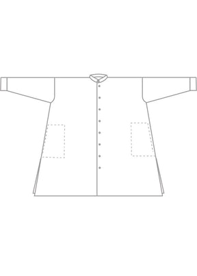 linen wide a-line collarless shirt - very long with slits