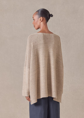 cotton linen mix  bateau neck sweater - mid plus