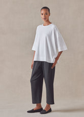 cotton jersey round neck 3/4 sleeve top with hembands - mid plus