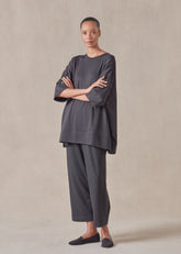cotton jersey round neck 3/4 sleeve top with hembands - long