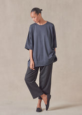 cotton jersey round neck 3/4 sleeve top with hembands - long