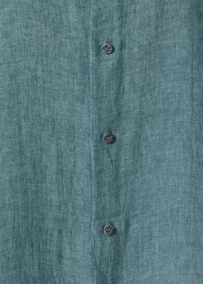 linen a-line collarless sleeveless shirt dress