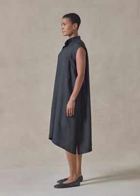 black linen shirt dress Linen Shirt Dress Black LG / Solids