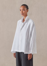 lightweight linen caucasus shirt with notch collar - mid plus (white)