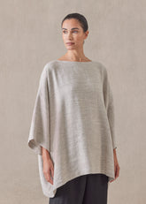 linen mix 3/4 sleeve scoop neck - long