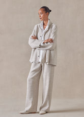 linen caucasus jacket with notch collar - mid plus