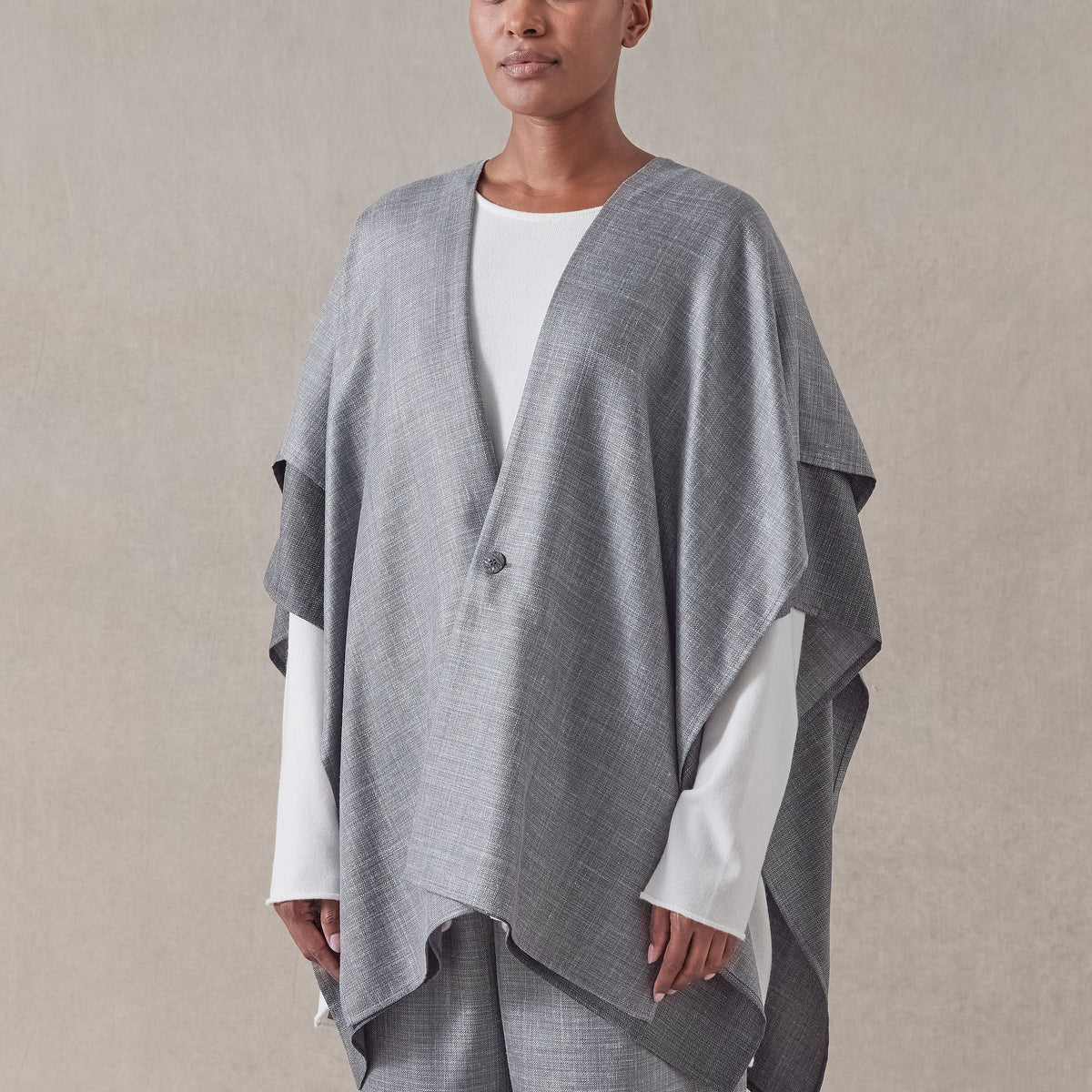 silk linen wool mix double layer blanket tabard - long