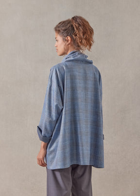 silk linen wool mix  angled to front monks top - long