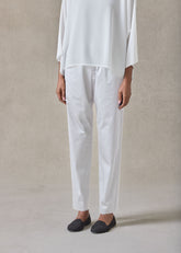 cotton stretch tapered regular trouser (white)