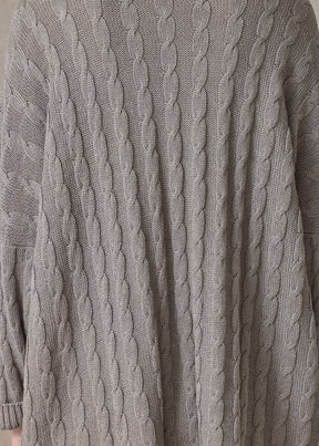 linen cotton mix round neck sweater - mid plus (mink)