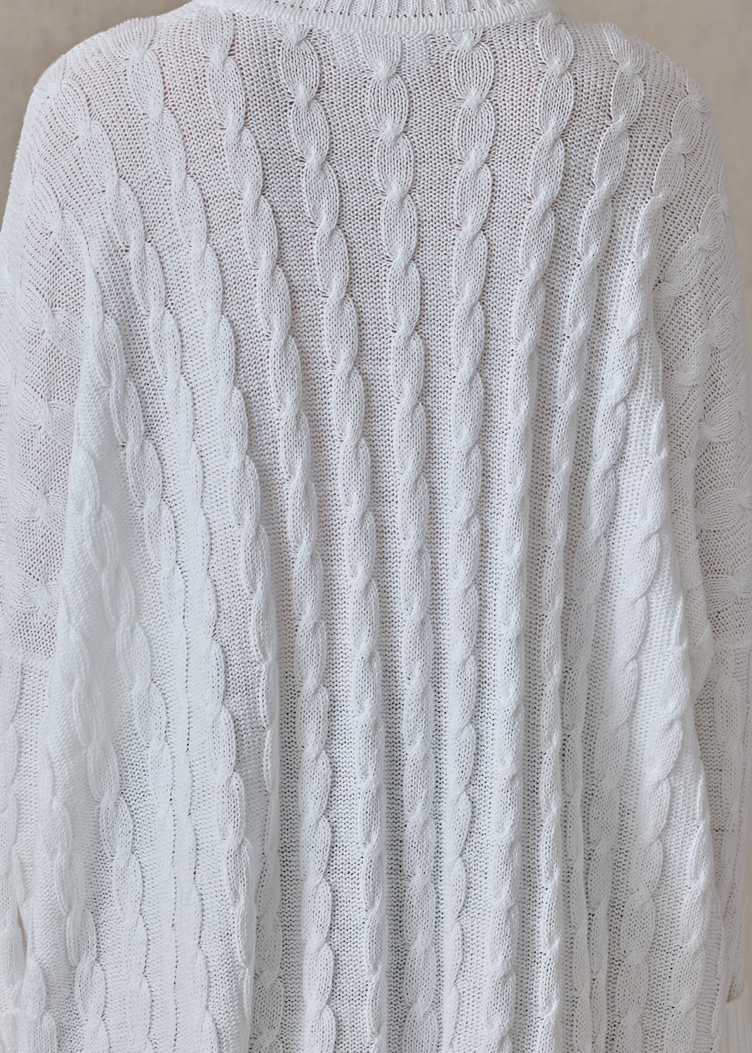 linen cotton mix round neck sweater - mid plus (white)