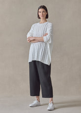 linen cotton mix round neck sweater - mid plus (white)