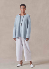 linen cotton mix bateau neck sweater - mid plus (bridgertonblue)