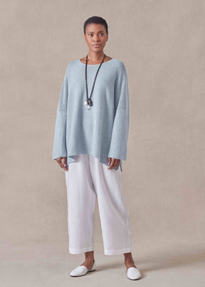 linen cotton mix bateau neck sweater - mid plus (bridgertonblue)