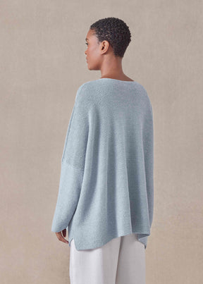 linen cotton mix bateau neck sweater - mid plus (bridgertonblue)