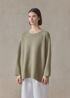 linen cotton mix bateau neck sweater - mid plus (cardamom)