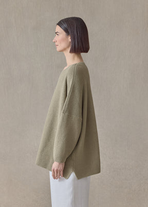 linen cotton mix bateau neck sweater - mid plus (cardamom)