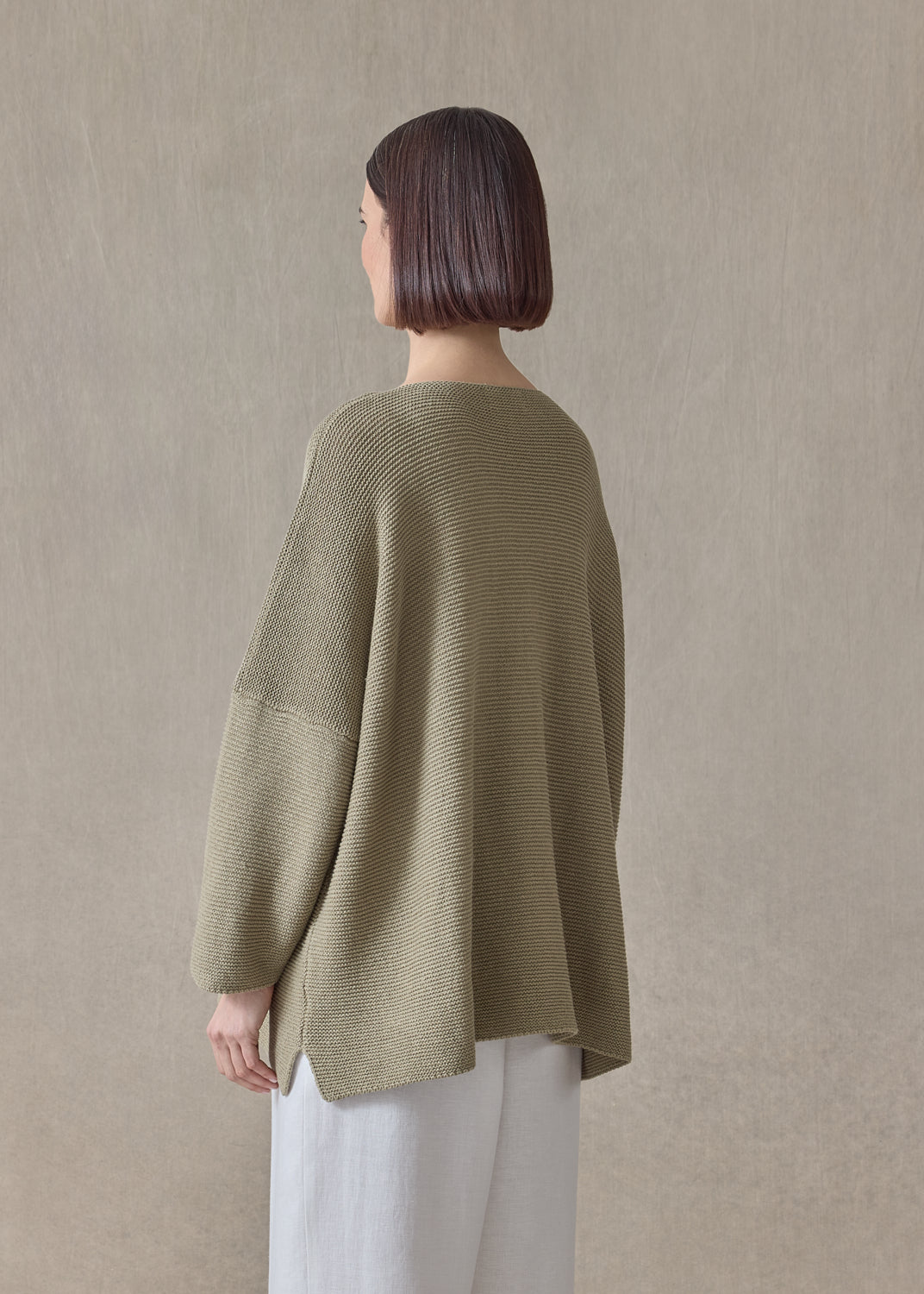 linen cotton mix bateau neck sweater - mid plus (cardamom)