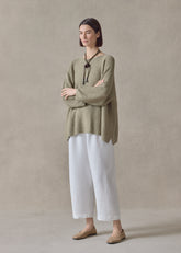 linen cotton mix bateau neck sweater - mid plus (cardamom)