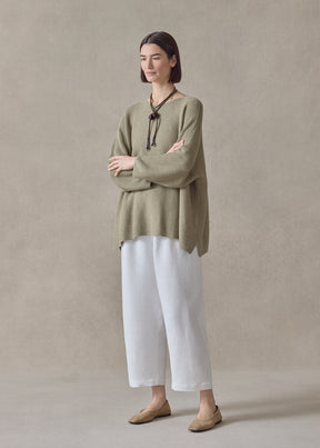 linen cotton mix bateau neck sweater - mid plus (cardamom)