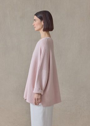 linen cotton mix bateau neck sweater - mid plus (rosepowder)