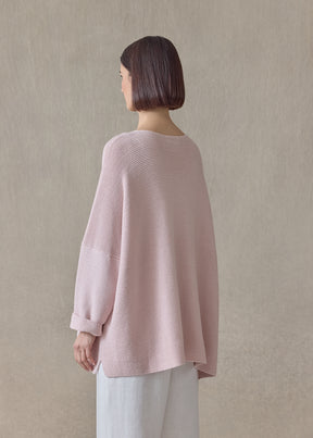 linen cotton mix bateau neck sweater - mid plus (rosepowder)