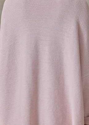 linen cotton mix bateau neck sweater - mid plus (rosepowder)