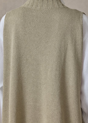 linen cotton mix sleeveless a-line V neck - mid plus (cardamom)