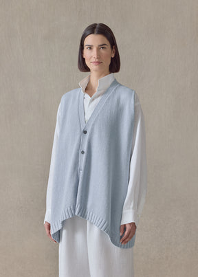 linen cotton a-line sleeveless v neck cardigan - mid plus (bridgertonblue)