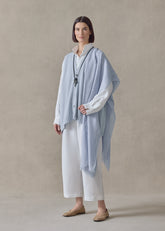 linen cotton a-line sleeveless v neck cardigan - mid plus (bridgertonblue)