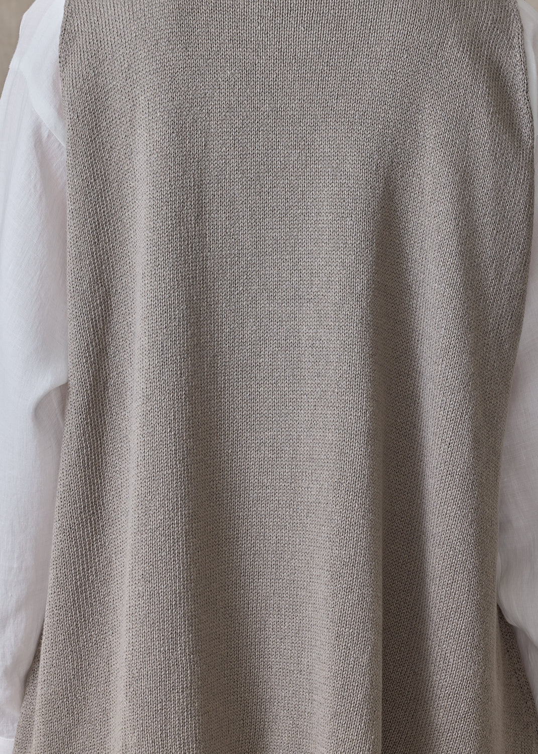linen cotton a-line sleeveless v neck cardigan - mid plus (mink)