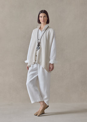 linen cotton a-line sleeveless v neck cardigan - mid plus (string)
