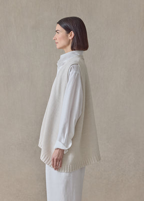 linen cotton a-line sleeveless v neck cardigan - mid plus (string)