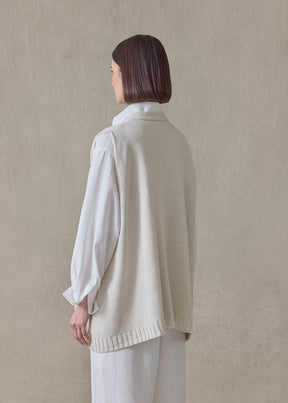 linen cotton a-line sleeveless v neck cardigan - mid plus (string)