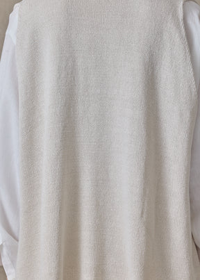 linen cotton a-line sleeveless v neck cardigan - mid plus (string)