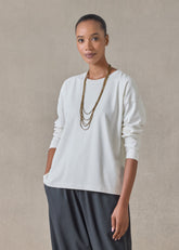 cotton jersey long sleeve smaller round neck - mid (oatpale)