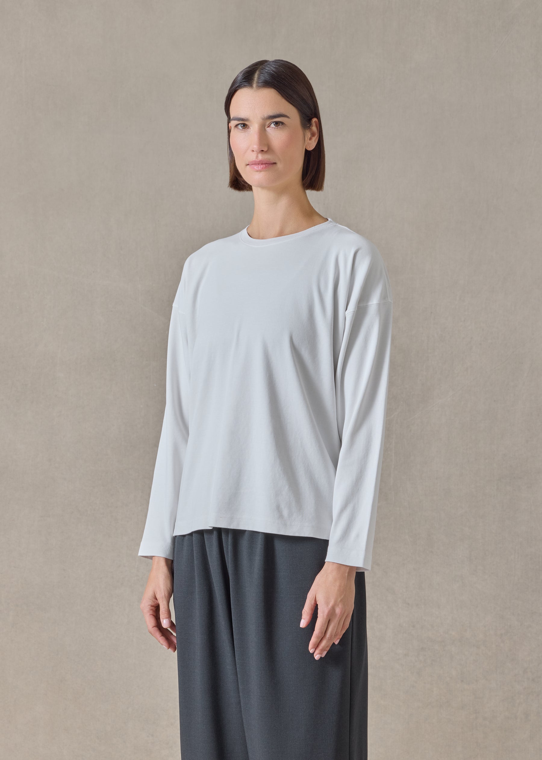 cotton jersey long sleeve smaller round neck - mid (silversoft)