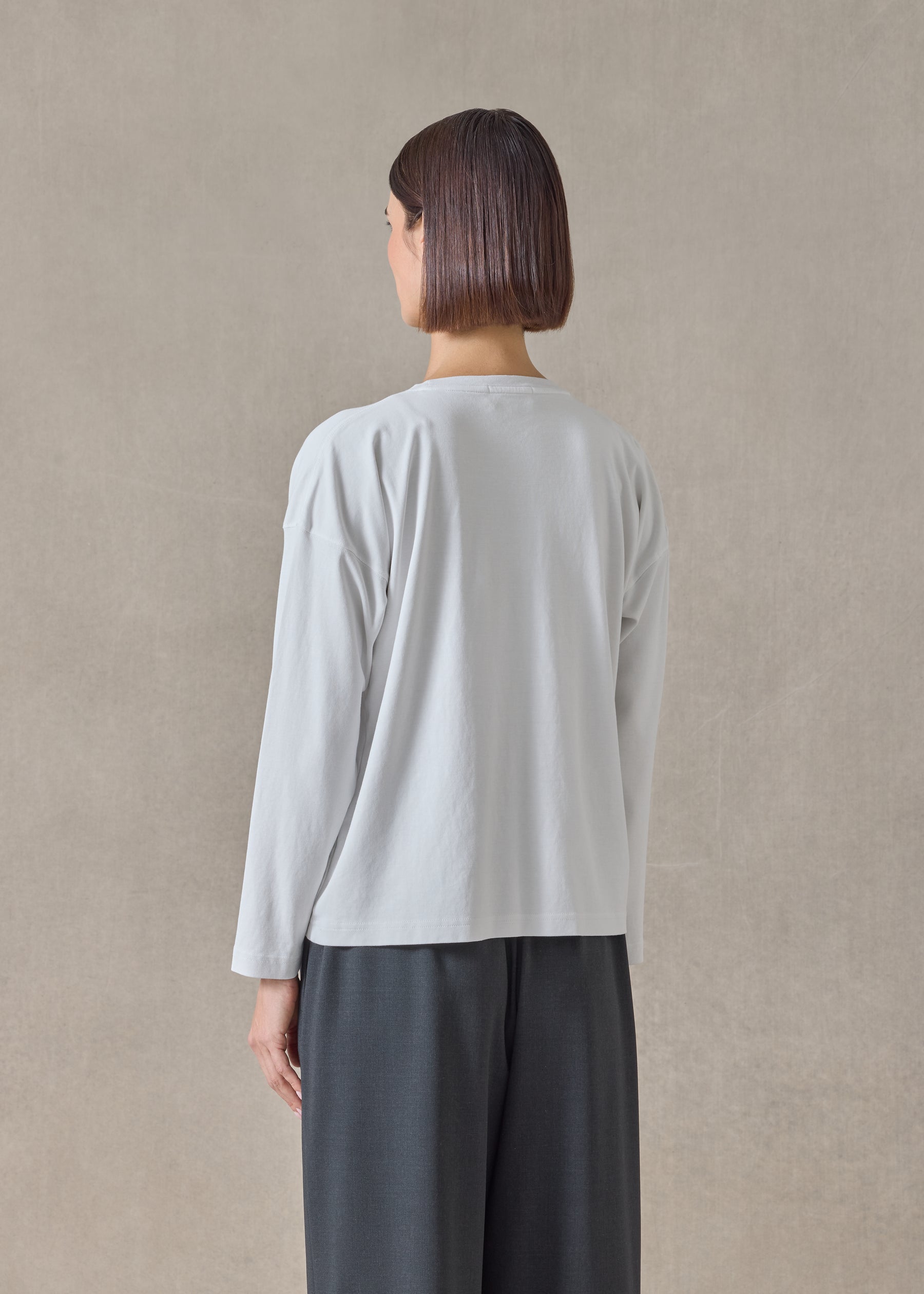 cotton jersey long sleeve smaller round neck - mid (silversoft)