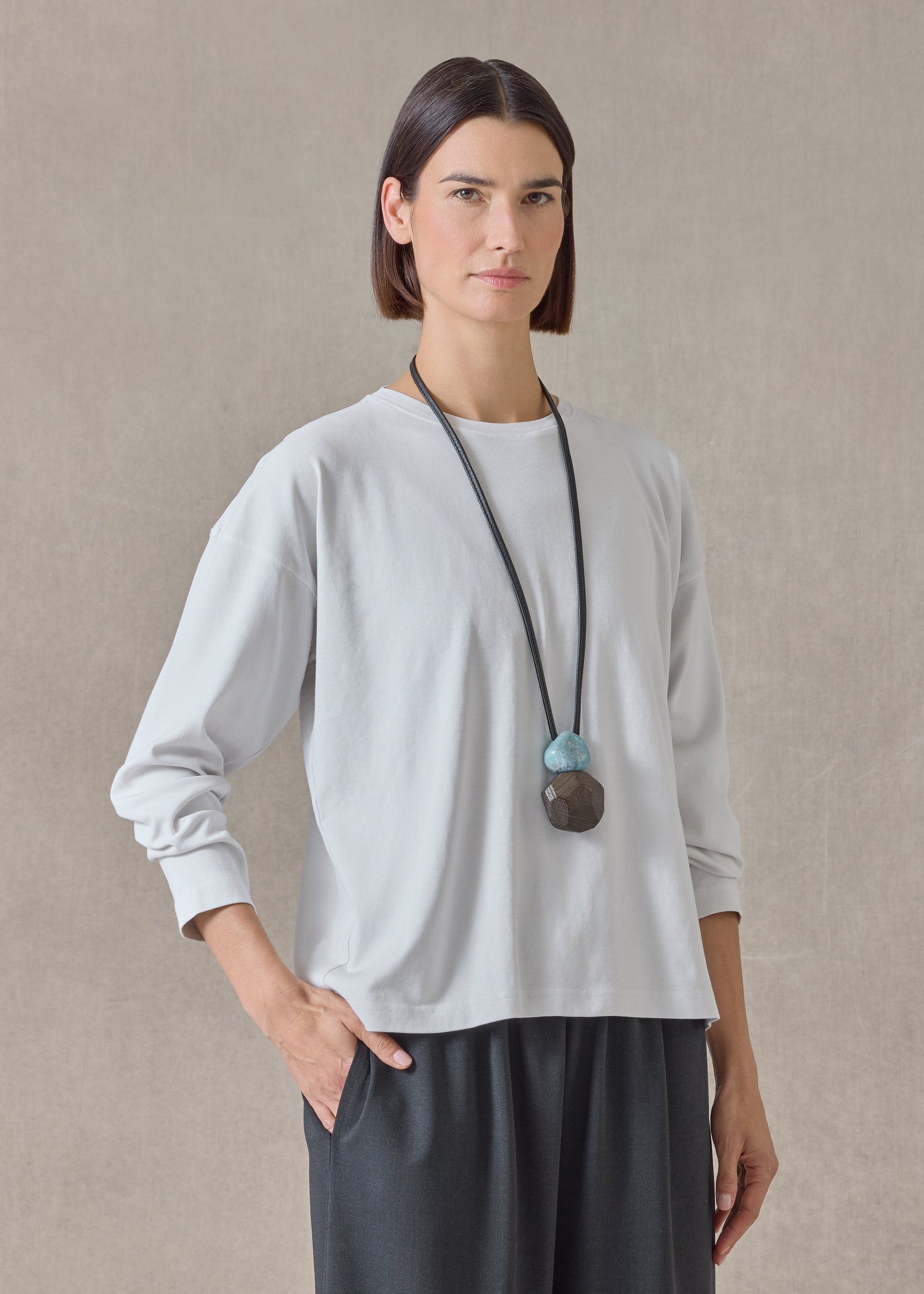 cotton jersey long sleeve smaller round neck - mid (silversoft)