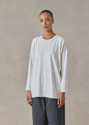 cotton jersey long sleeve smaller round neck - long (oatpale)