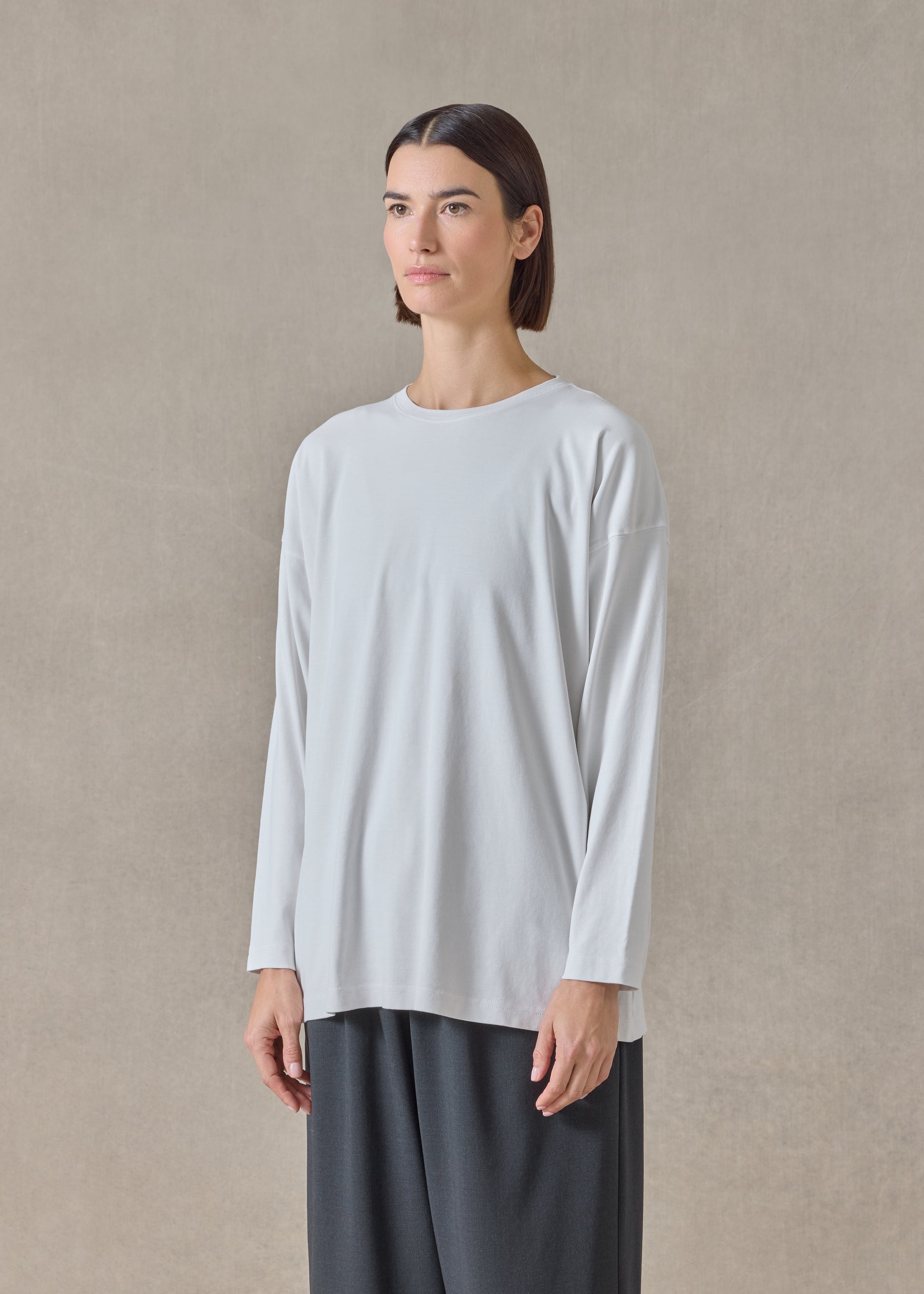 cotton jersey long sleeve smaller round neck - long (silversoft)